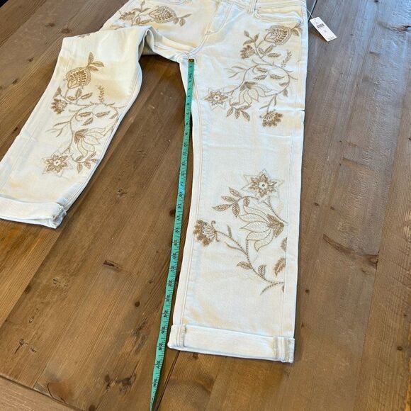 Pilcro and the Letterpress Off White Tan Embroidered Jeans Size 30 NWT - Picture 14 of 16